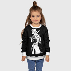 Свитшот детский Гинтоки Саката держит меч Гинтама, цвет: 3D-белый — фото 2