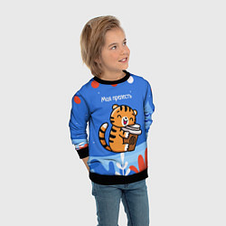 Свитшот детский Тигренок с кофе - моя прелесть, цвет: 3D-черный — фото 2