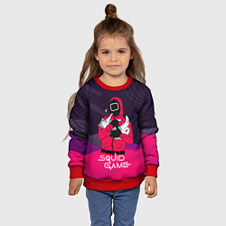 Свитшот детский Игра в кальмара - с милым котиком, цвет: 3D-красный — фото 2