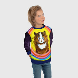 Свитшот детский Радужный кот Луиса Уэйна, цвет: 3D-синий — фото 2