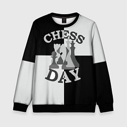 Свитшот детский Шахматный День, цвет: 3D-черный