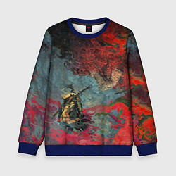 Свитшот детский Sekiro Самурай против дракона, цвет: 3D-синий