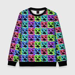 Свитшот детский МАЙНКРАФТ MINECRAFT ЦВЕТНЫЕ КРИПЕРЫ, цвет: 3D-черный