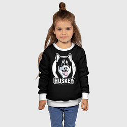 Свитшот детский Собака Хаски Husky, цвет: 3D-белый — фото 2