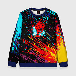 Свитшот детский Cyberpunk 2077 Цветные брызги, цвет: 3D-синий