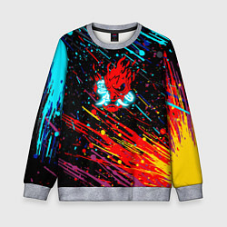 Свитшот детский Cyberpunk 2077 Цветные брызги, цвет: 3D-меланж