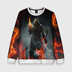 Свитшот детский TES SKYRIM DOVAHKIN FLAME ДРАКОНОРОЖДЕННЫЙ, цвет: 3D-белый