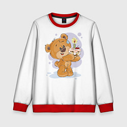 Свитшот детский С днем рождения Медвежонок 7, цвет: 3D-красный
