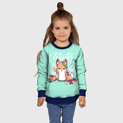 Свитшот детский Зима Новогодний лисенок, цвет: 3D-синий — фото 2