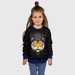 Свитшот детский Тигр в наушниках SWAG, цвет: 3D-синий — фото 2
