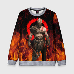 Свитшот детский GOD OF WAR РАГНАРЁК, КРАТОС В ОГНЕ, цвет: 3D-меланж