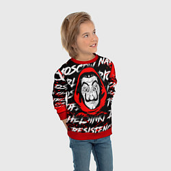 Свитшот детский БУМАЖНЫЙ ДОМ БРЫЗГИ КРАСОК LA CASA DE PAPEL, цвет: 3D-красный — фото 2