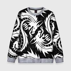 Свитшот детский УЗОР ИЗ БЕЛЫХ ДРАКОНОВ WHITE DRAGON TOKYO, цвет: 3D-меланж