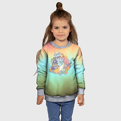 Свитшот детский Северное сияние и монстры, цвет: 3D-меланж — фото 2