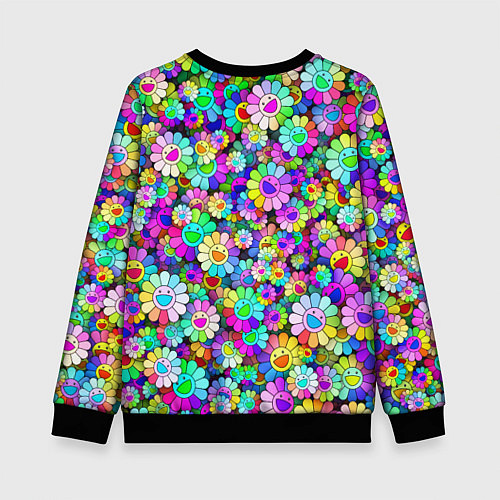 Детский свитшот Rainbow flowers / 3D-Черный – фото 2