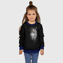 Свитшот детский Тигр черно-белый соты, цвет: 3D-синий — фото 2