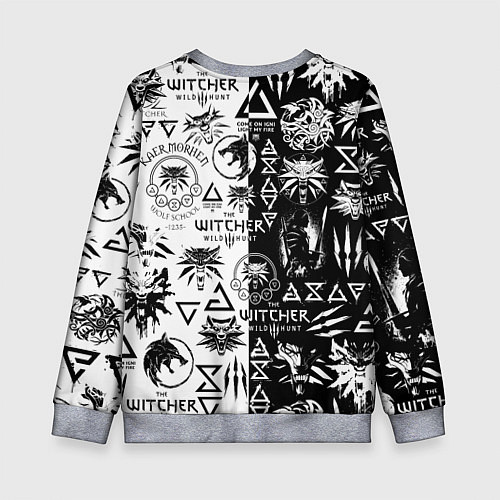 Детский свитшот THE WITCHER LOGOOMBING ВЕДЬМАК ПАТТЕРН / 3D-Меланж – фото 2
