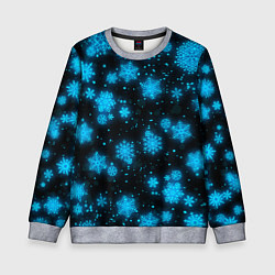 Свитшот детский НОВОГОДНИЕ НЕОНОВЫЕ СНЕЖИНКИ 2022 НОВЫЙ ГОД, цвет: 3D-меланж