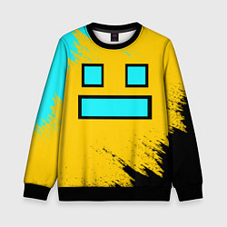 Свитшот детский GEOMETRY DASH SMILE БРЫЗГИ КРАСОК, цвет: 3D-черный