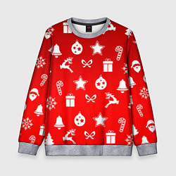 Детский свитшот Новогодний узор красный градиент