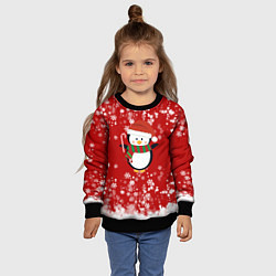 Свитшот детский Пингвин в новогодней шапочке, цвет: 3D-черный — фото 2