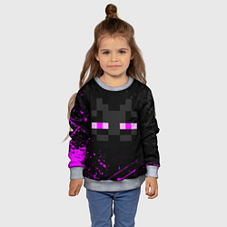 Свитшот детский MINECRAFT ЭНДЕРМЕН ЛИЦО, БРЫЗГИ КРАСОК, цвет: 3D-меланж — фото 2