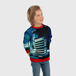 Свитшот детский SCANIA Дальнобой 2022, цвет: 3D-красный — фото 2