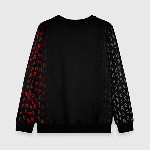 Детский свитшот СЛАВЯНСКАЯ СИМВОЛИКА, МЕТАЛЛИЧЕСКИЕ РУНЫ / 3D-Черный – фото 2