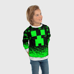 Свитшот детский НОВОГОДНИЙ КРИПЕР МАЙНКРАФТ ЗЕЛЁНЫЙ, цвет: 3D-белый — фото 2