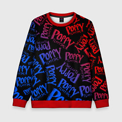 Свитшот детский POPPY PLAYTIME LOGO NEON, ХАГИ ВАГИ, цвет: 3D-красный