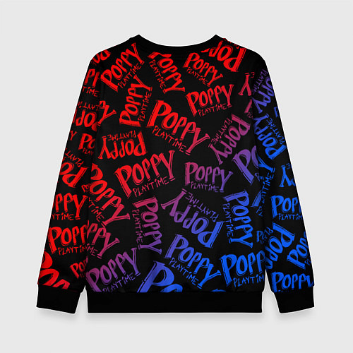 Детский свитшот POPPY PLAYTIME LOGO NEON, ХАГИ ВАГИ / 3D-Черный – фото 2