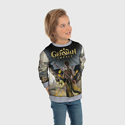Свитшот детский ГЕНШИН ИМПАКТ ЧЖУН ЛИ GENSHIN IMPACT, цвет: 3D-меланж — фото 2