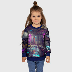 Свитшот детский Городской киберпанк, цвет: 3D-синий — фото 2
