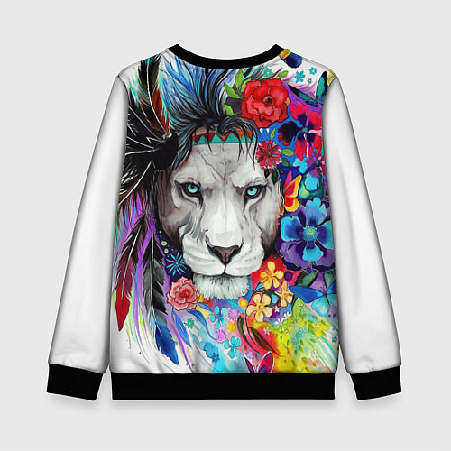 Детский свитшот Лев - сильный взгляд / 3D-Черный – фото 2