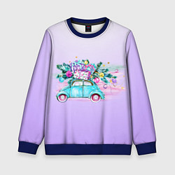 Детский свитшот Новогодний ретро автомобиль
