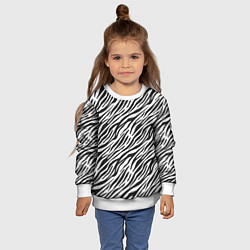 Свитшот детский Чёрно-Белые полоски Зебры, цвет: 3D-белый — фото 2