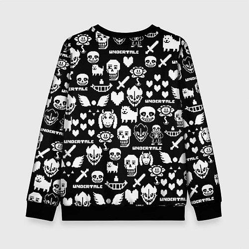 Детский свитшот UNDERTALE PATTERN БЕЛЫЙ / 3D-Черный – фото 2