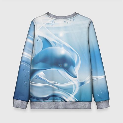 Детский свитшот Дельфин в лазурном океане / 3D-Меланж – фото 2