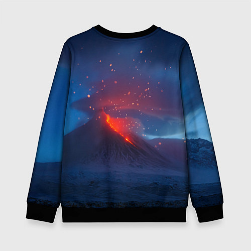 Детский свитшот Извержение вулкана ночью / 3D-Черный – фото 2