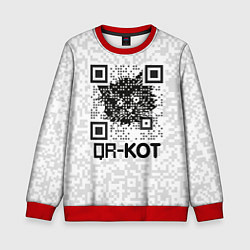 Свитшот детский QR код котик, цвет: 3D-красный