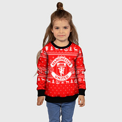 Свитшот детский FC Manchester United: Новогодний узор, цвет: 3D-черный — фото 2