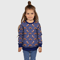Свитшот детский Акварельные лисы паттерн, цвет: 3D-синий — фото 2