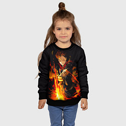 Свитшот детский Сукуна стреляет пламенем Магическая битва, цвет: 3D-черный — фото 2