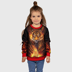 Свитшот детский Огненный тигр Сила огня, цвет: 3D-красный — фото 2