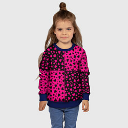 Свитшот детский Черно-Розовые сердца, цвет: 3D-синий — фото 2