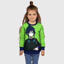 Свитшот детский Венти в современном стиле Genshin, цвет: 3D-синий — фото 2