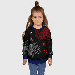 Свитшот детский Китайский дракон Красно - Белый, цвет: 3D-синий — фото 2