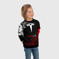 Свитшот детский Tesla - Logo Pattern, цвет: 3D-черный — фото 2