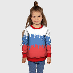 Свитшот детский Флаг России потёки, цвет: 3D-красный — фото 2