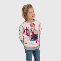 Свитшот детский Итадори и Рёмен арт, цвет: 3D-меланж — фото 2